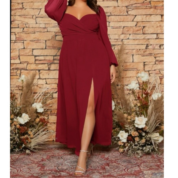 Luxe plus party bridesmaids wedding prom evening sweetheart neck satin dress - Picture 6 of 7